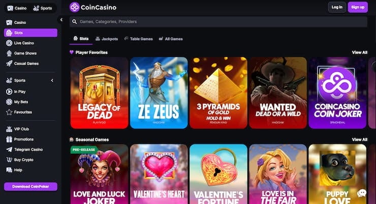 coincasino games lobby